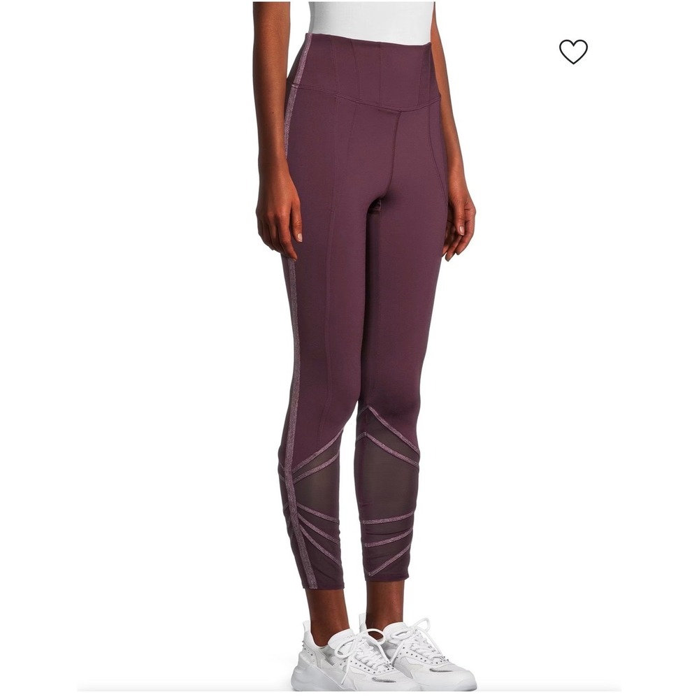 Free People Movement Grand Finale Lilac Wine Mesh Panel Leggings Women's Small